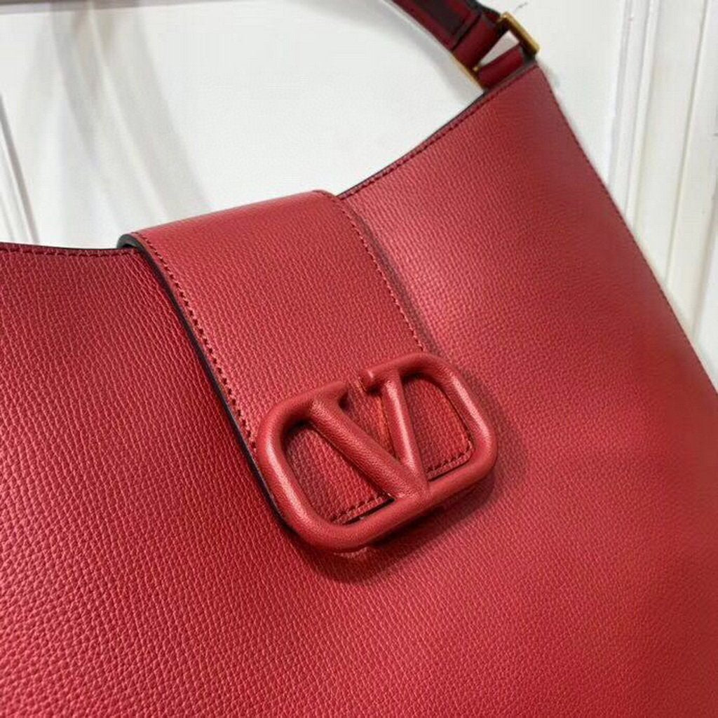 Valentino 50027 Vsling Grainy Calfskin Hobo Bag Red