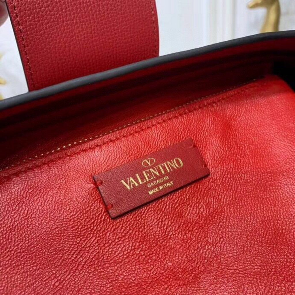 Valentino 50027 Vsling Grainy Calfskin Hobo Bag Red