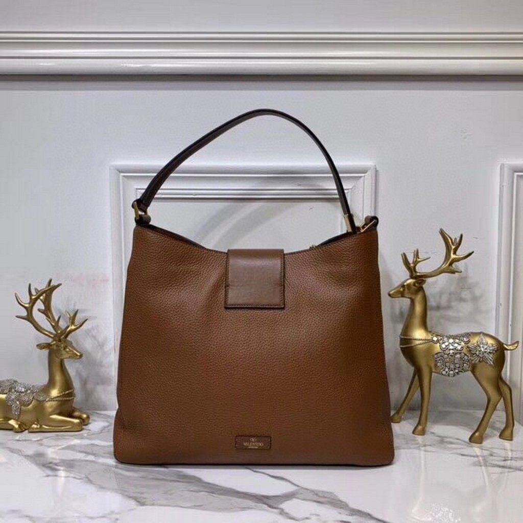 Valentino 50027 Vsling Grainy Calfskin Hobo Bag Brown