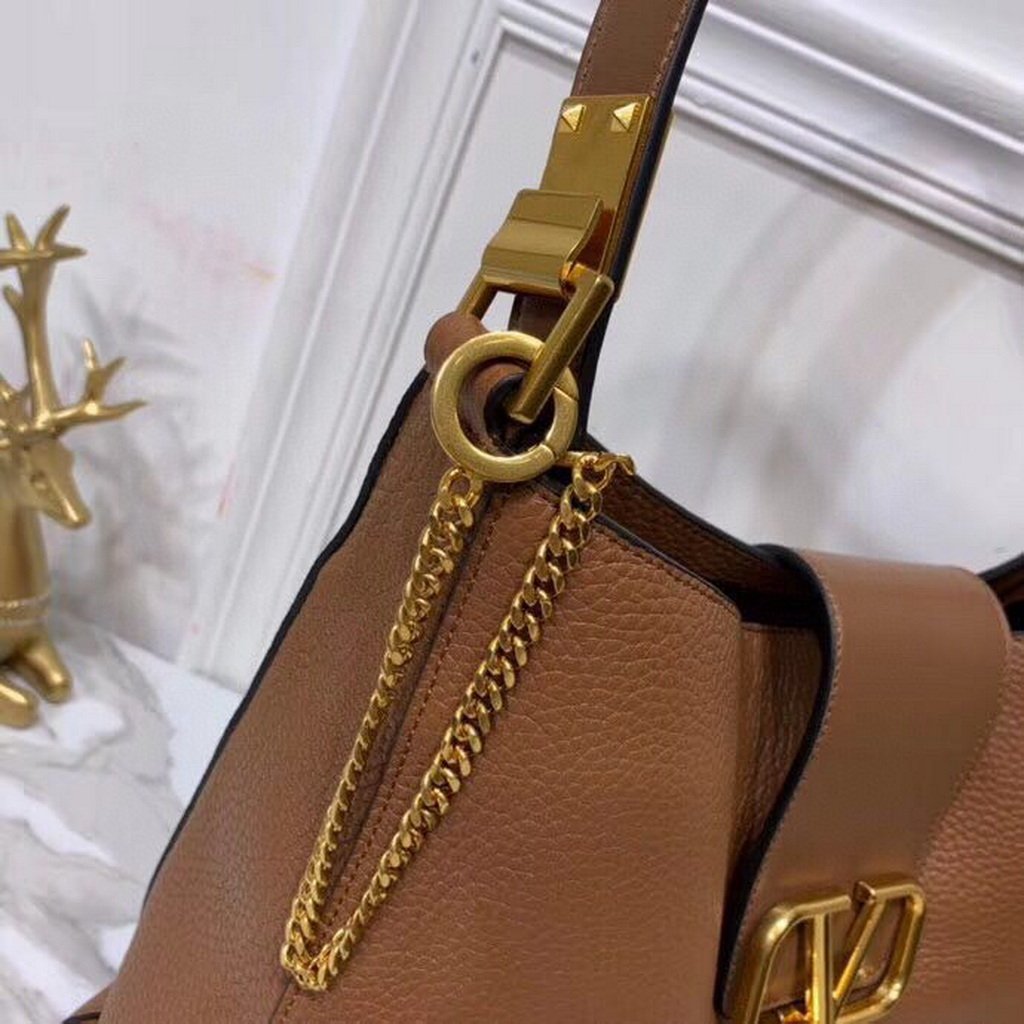 Valentino 50027 Vsling Grainy Calfskin Hobo Bag Brown