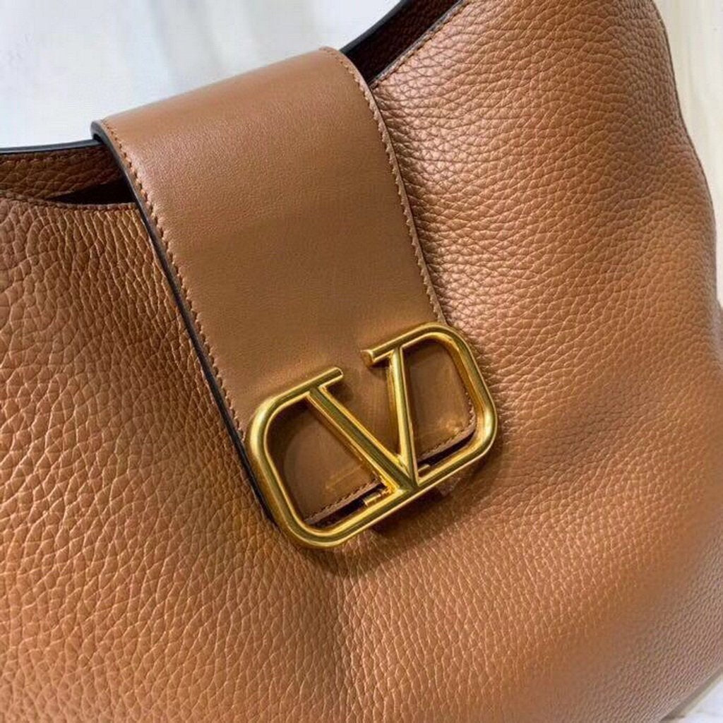 Valentino 50027 Vsling Grainy Calfskin Hobo Bag Brown