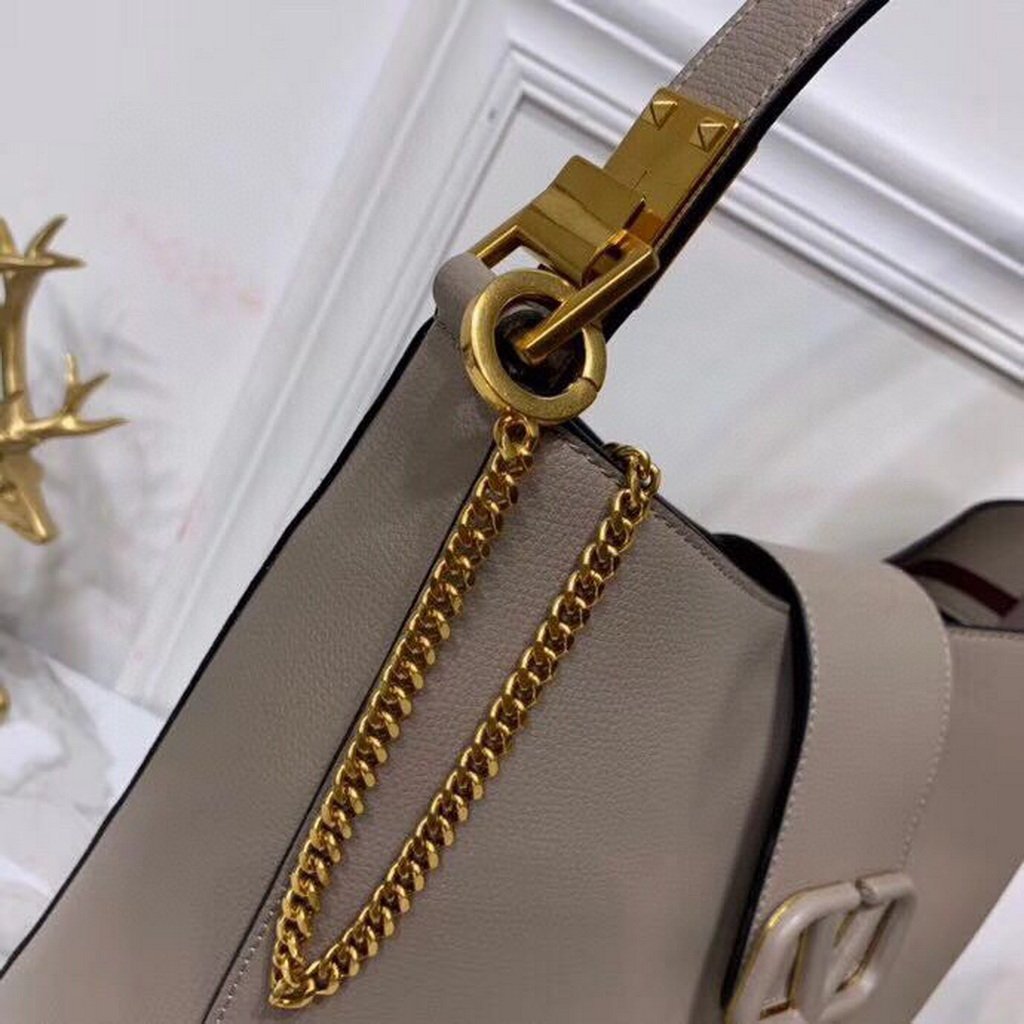 Valentino 50027 Vsling Grainy Calfskin Hobo Bag Gray