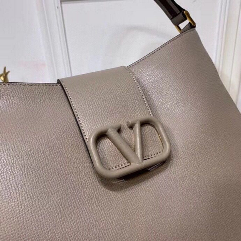 Valentino 50027 Vsling Grainy Calfskin Hobo Bag Gray