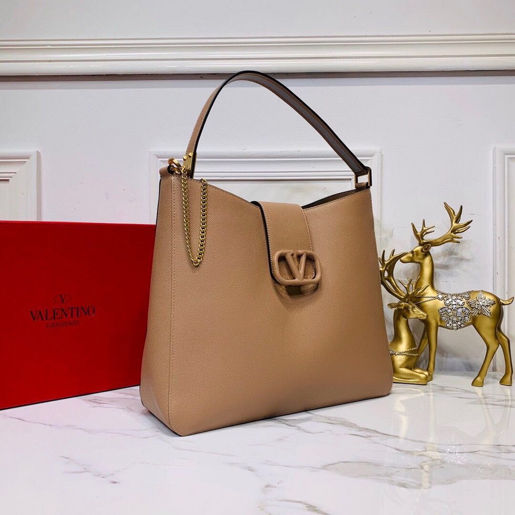 Valentino 50027 Vsling Grainy Calfskin Hobo Bag Apricot