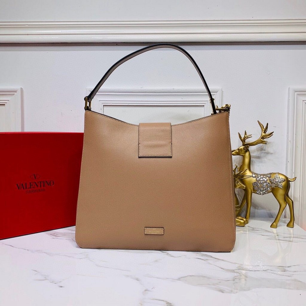 Valentino 50027 Vsling Grainy Calfskin Hobo Bag Apricot