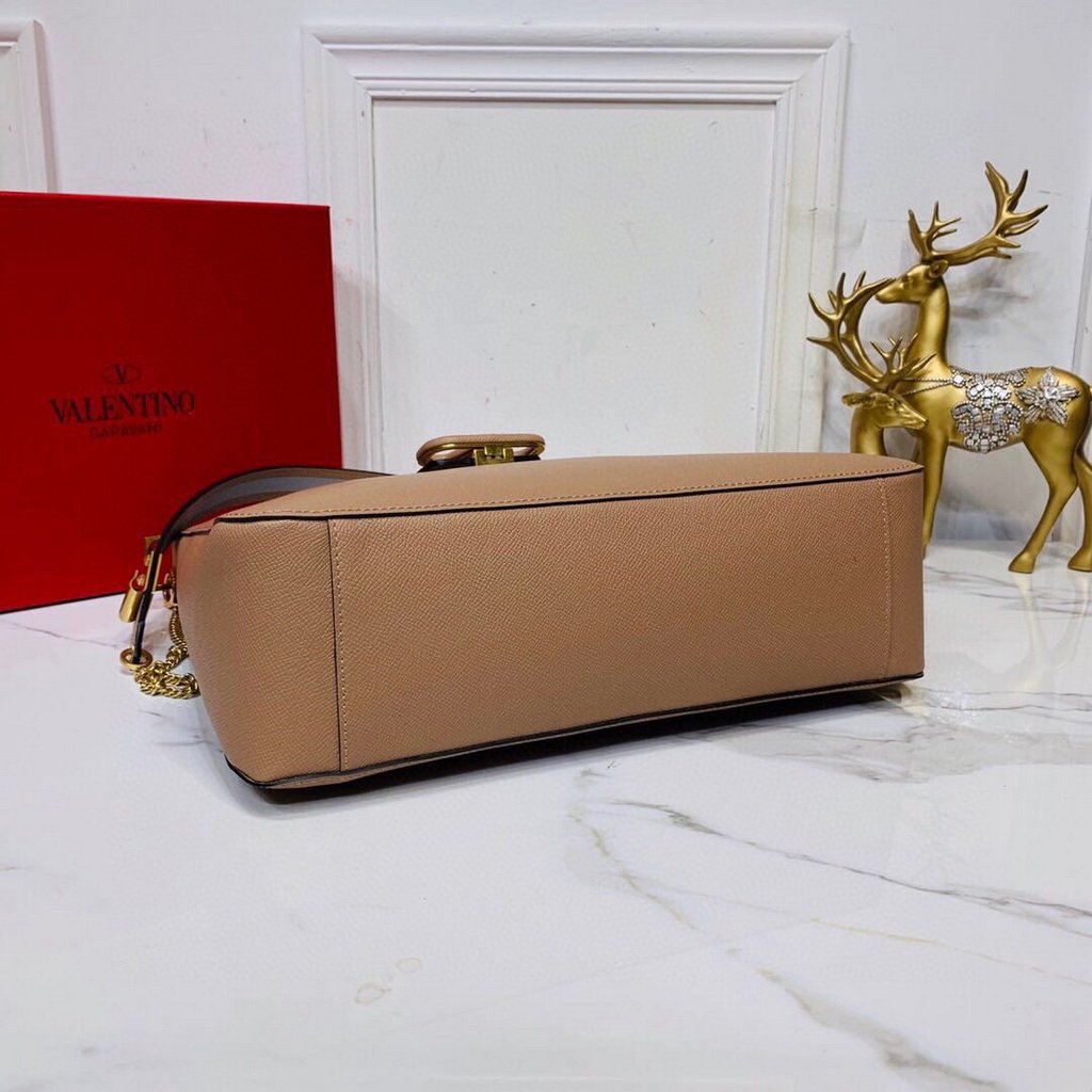Valentino 50027 Vsling Grainy Calfskin Hobo Bag Apricot