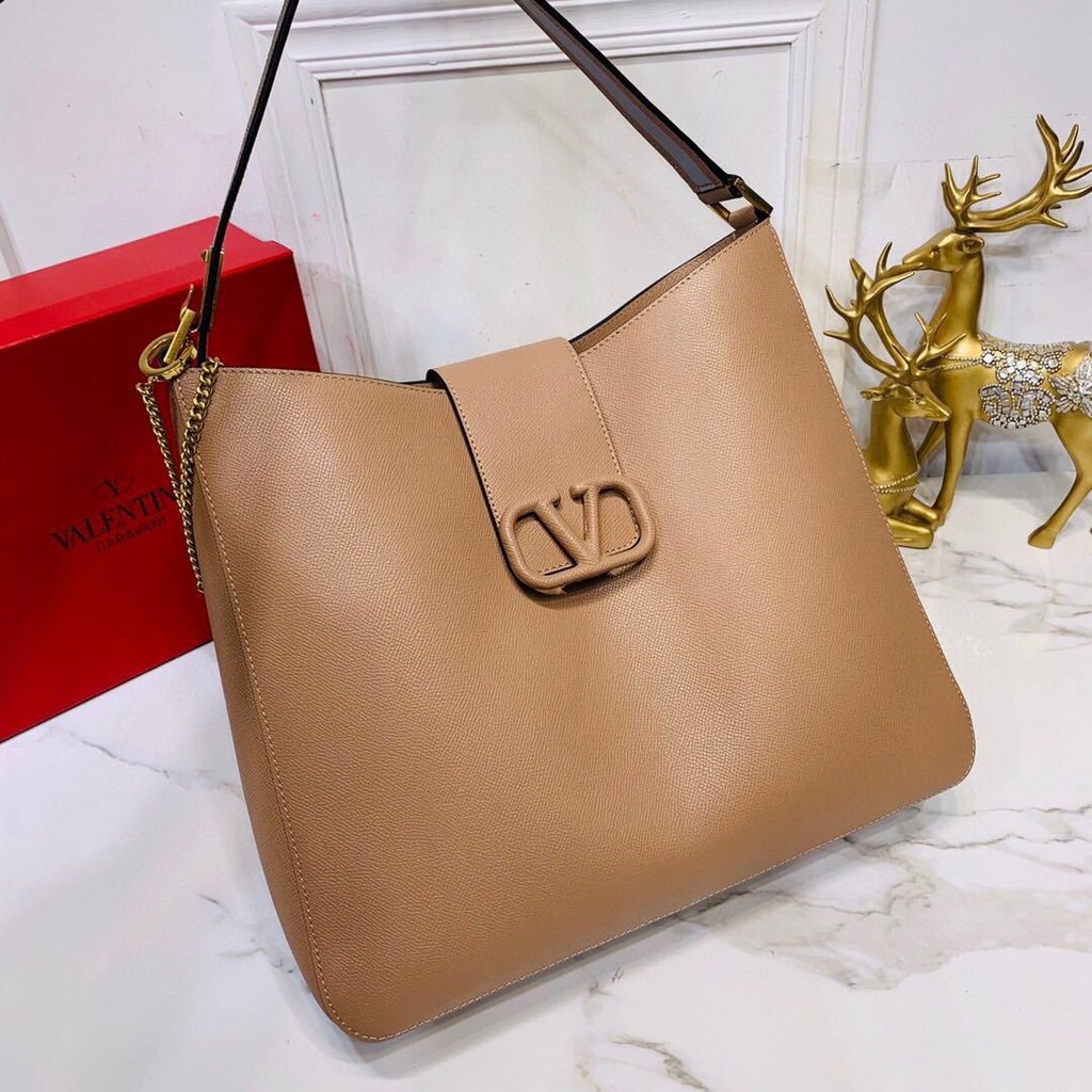 Valentino 50027 Vsling Grainy Calfskin Hobo Bag Apricot