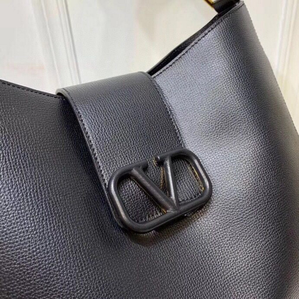 Valentino 50027 Vsling Grainy Calfskin Hobo Bag Black