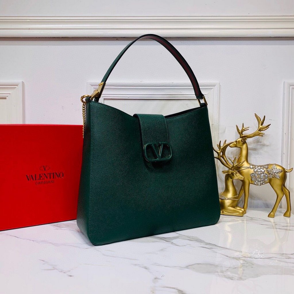 Valentino 50027 Vsling Grainy Calfskin Hobo Bag Green