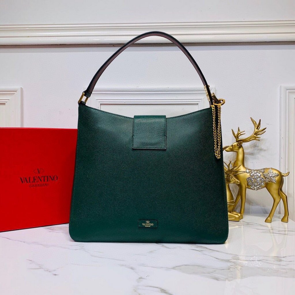 Valentino 50027 Vsling Grainy Calfskin Hobo Bag Green