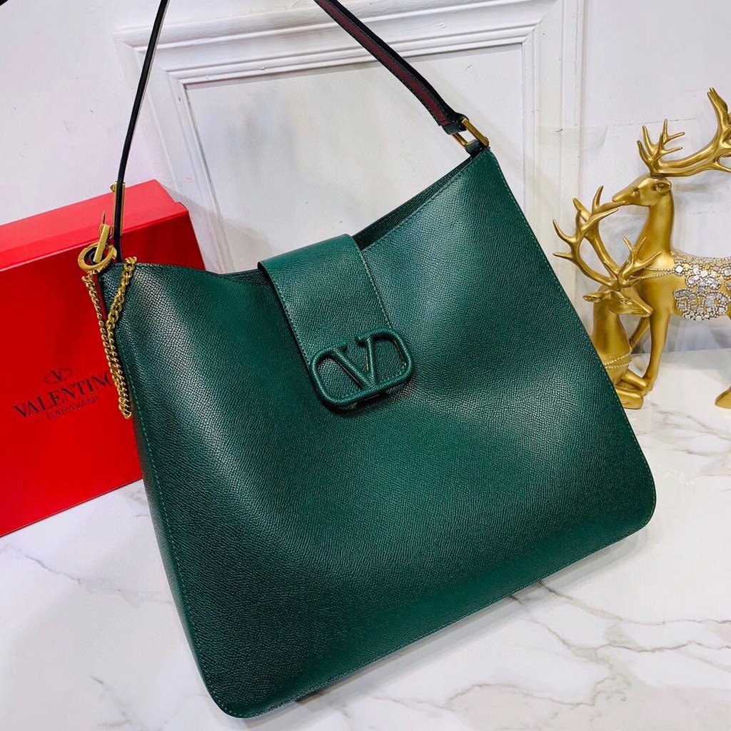 Valentino 50027 Vsling Grainy Calfskin Hobo Bag Green