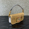 Valentino 5016 Valentino Garavani  loc¨° raffia shoulder bag White