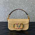 Valentino 5016 Valentino Garavani  loc¨° raffia shoulder bag Brown