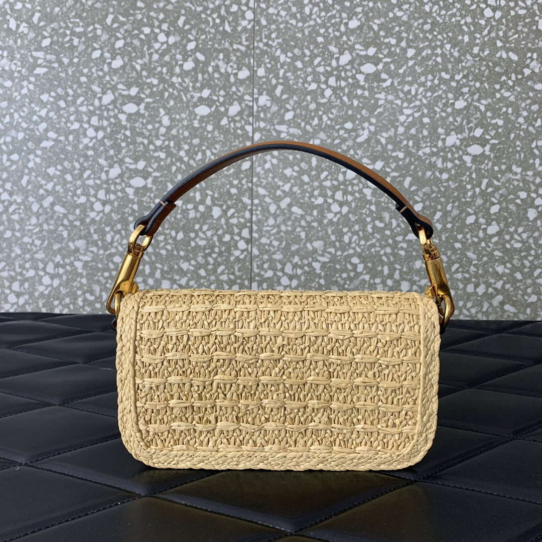 Valentino 5016 Valentino Garavani  loc¨° raffia shoulder bag Brown
