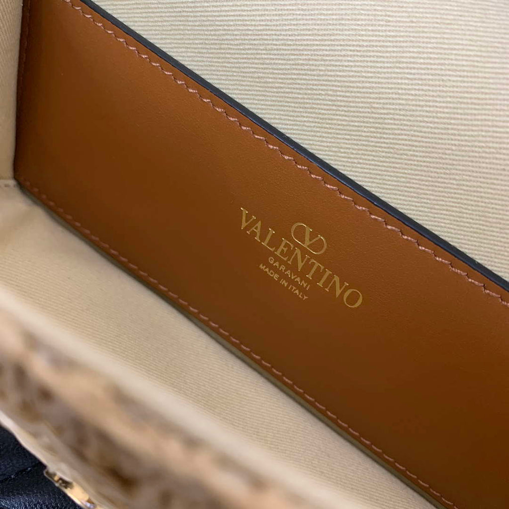 Valentino 5016 Valentino Garavani  loc¨° raffia shoulder bag Brown