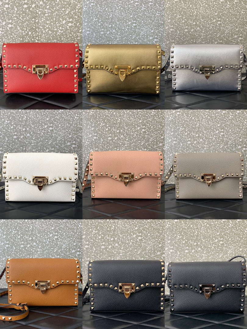 Valentino 5W2B0181VSF_0NO Small Rockstud Grainy Calfskin Crossbody Bag