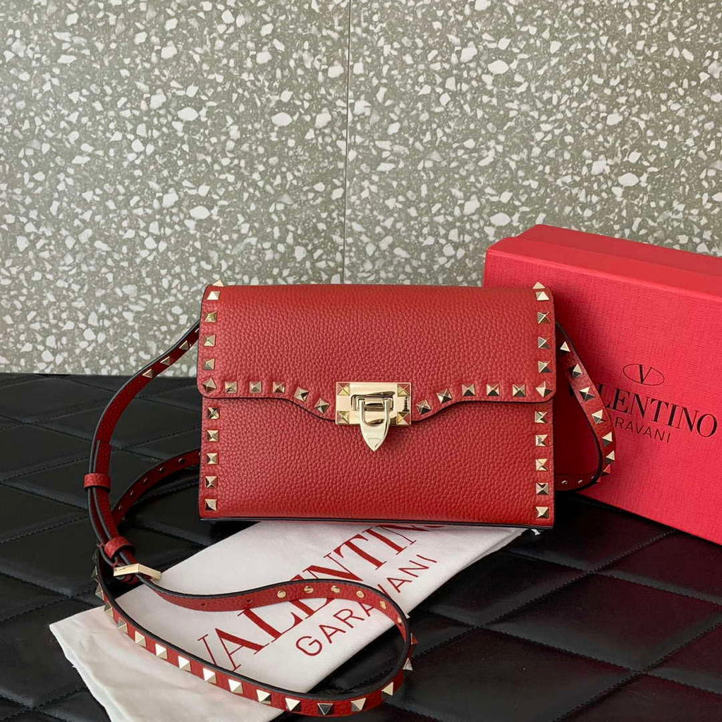 Valentino 5W2B0181VSF_0NO Small Rockstud Grainy Calfskin Crossbody Bag