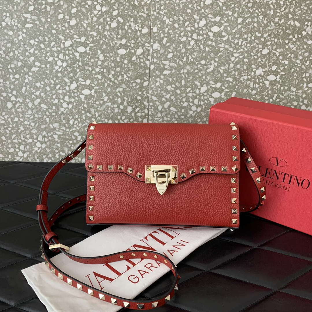 Valentino 5W2B0181VSF_0NO Small Rockstud Grainy Calfskin Crossbody Bag