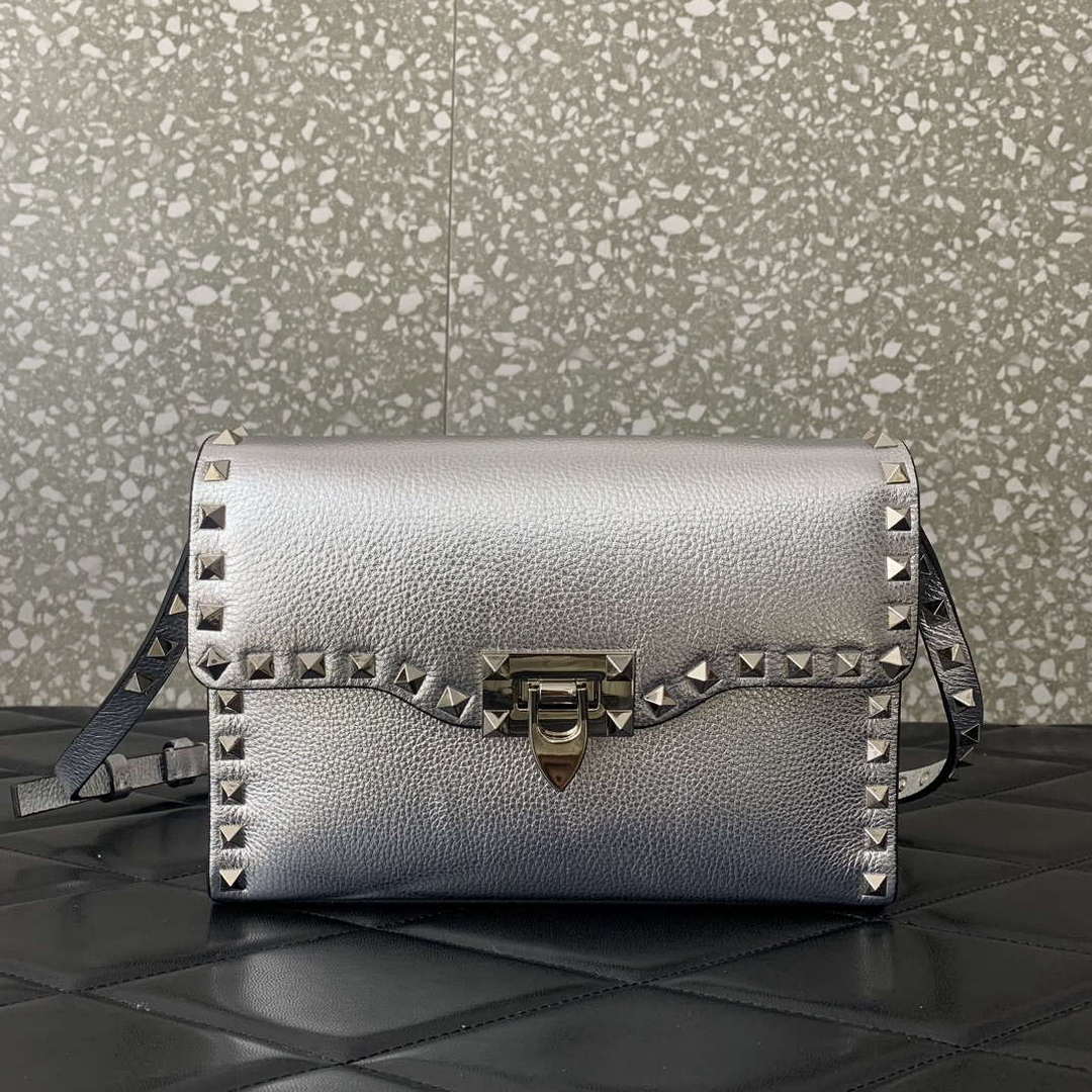 Valentino 5W2B0181VSF_0NO Small Rockstud Grainy Calfskin Crossbody Bag
