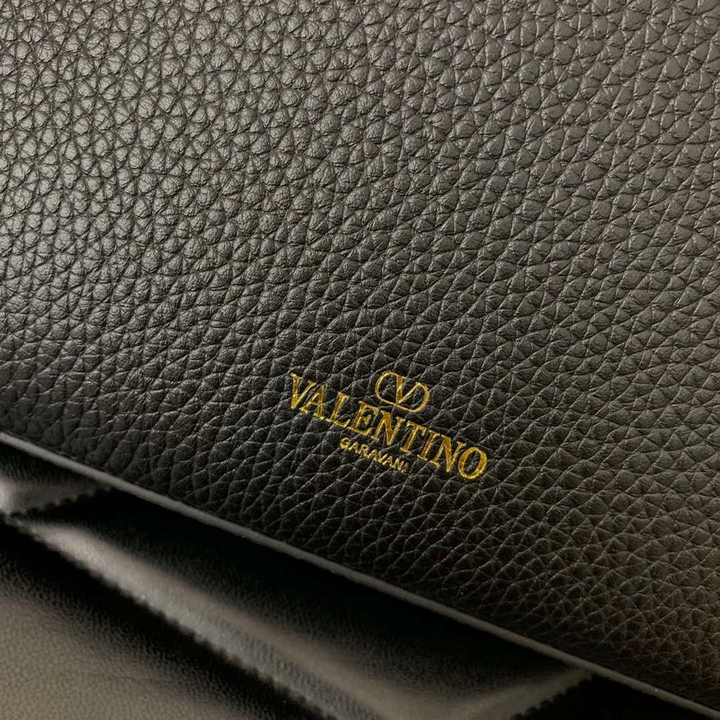 Valentino 5W2B0181VSF_0NO Small Rockstud Grainy Calfskin Crossbody Bag Black Gold