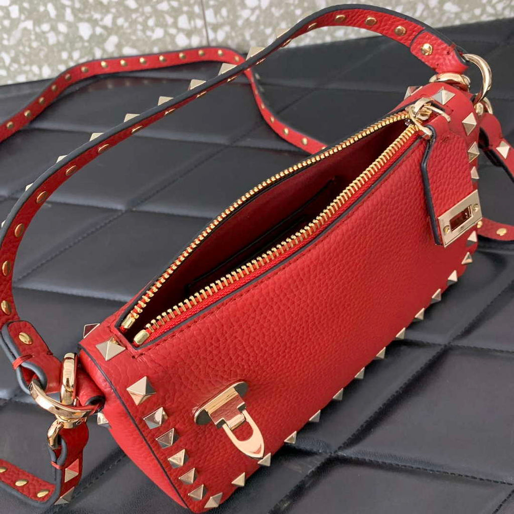 Valentino 5W2B0J47VSF_0NO Small Rockstud Grainy Calfskin Crossbody Bag 0311