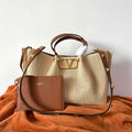 Valentino 5W2B0K39YCE Medium Straw Summer Tote Bag Beige - Default Title - View 1