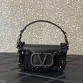 Valentino 5W2B0N86NKG_ZF7 Valentino Garavani Loc¨° Small Embroidered Shoulder Bag Black