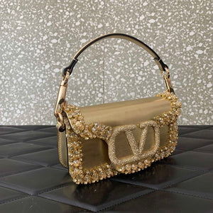 Valentino 5W2B0N86NKG_ZF7 Valentino Garavani Loc¨° Small Embroidered Shoulder Bag Gold - Default Title - View 3