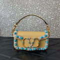 Valentino 5W2B0N86NKG_ZF7 Valentino Garavani Loc¨° Small Embroidered Shoulder Bag Yellow