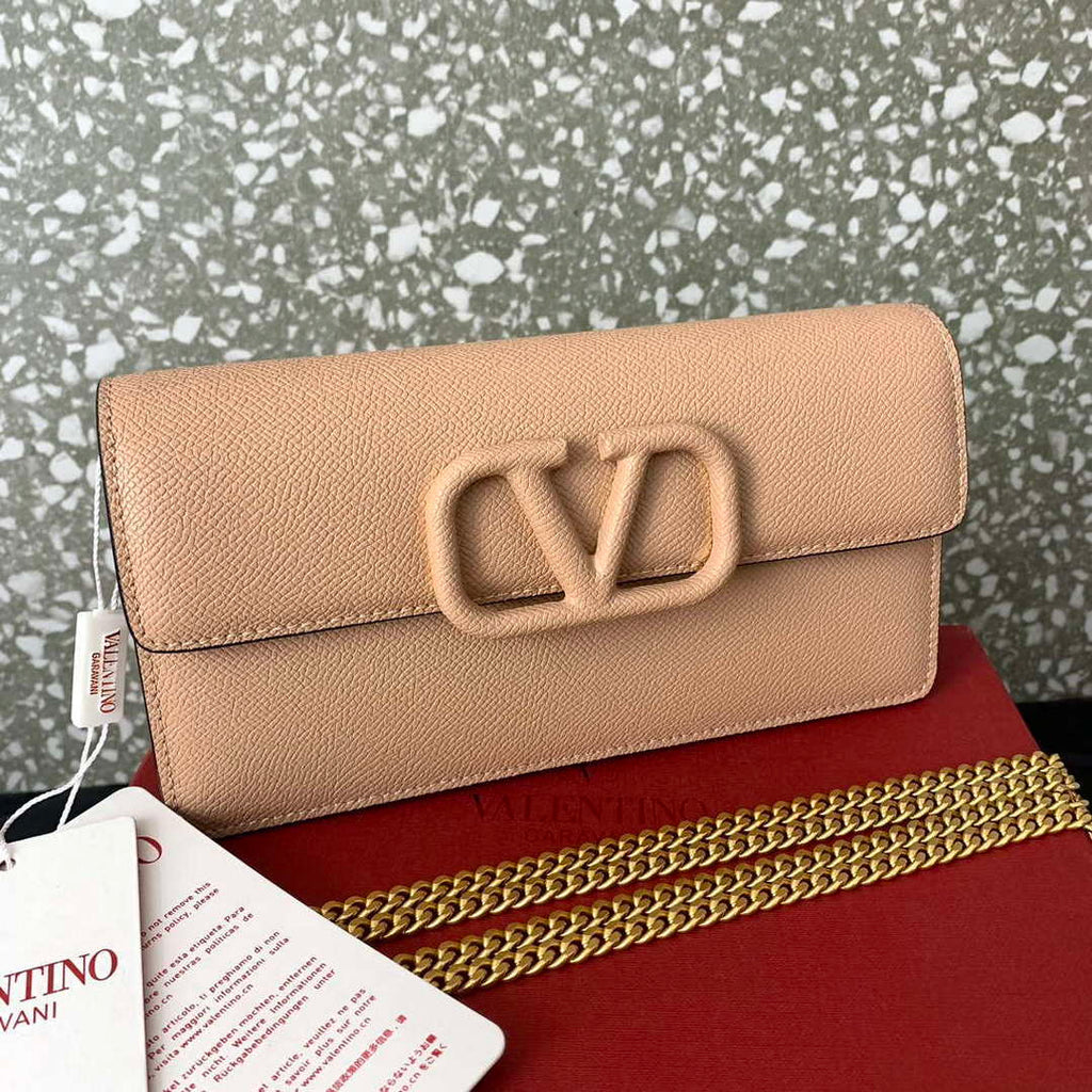 Valentino 5W2P0S93RQR_GF9 Vlogo Signature Grainy Calfskin Wallet With Chain 061