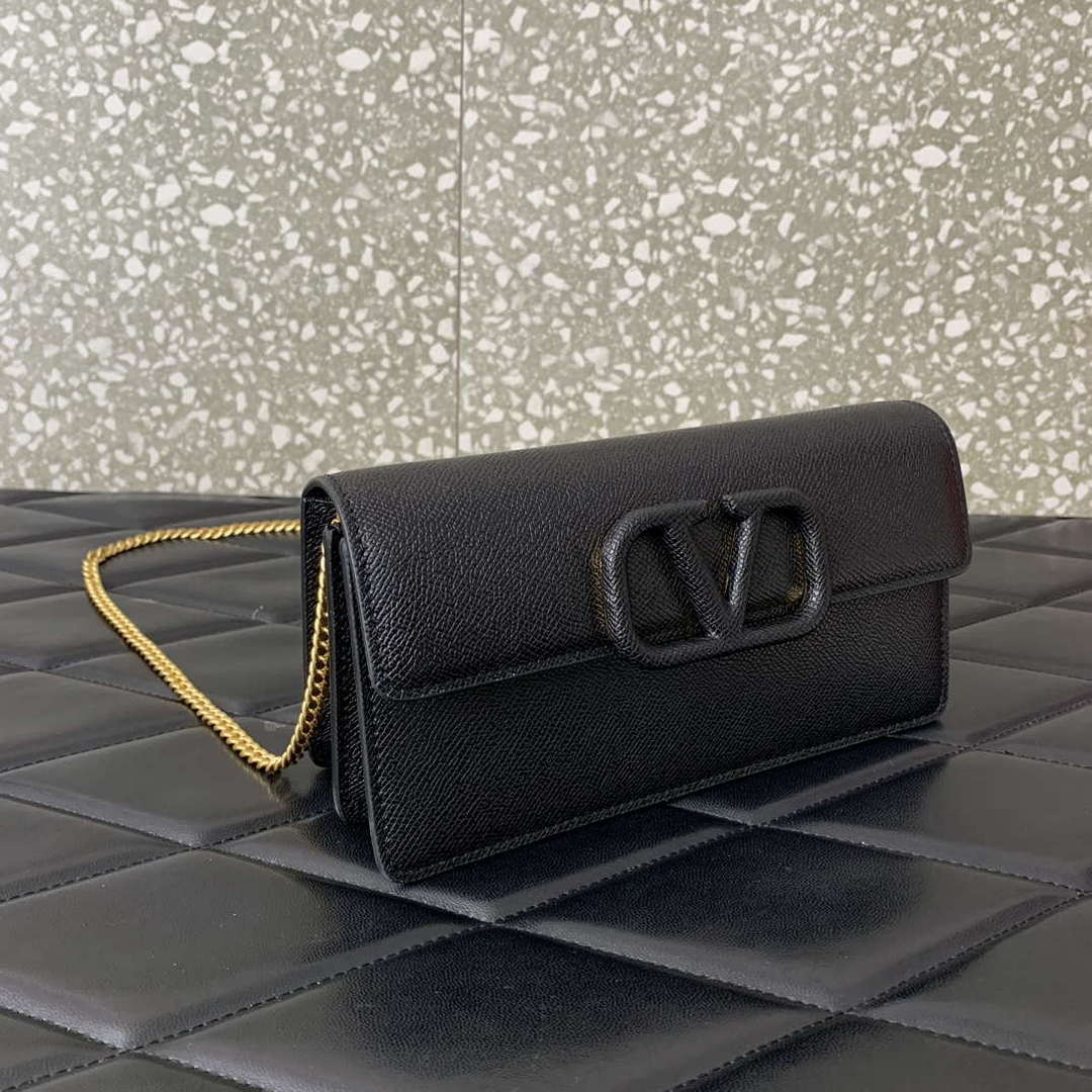 Valentino 5W2P0S93RQR_GF9 Vlogo Signature Grainy Calfskin Wallet With Chain 061