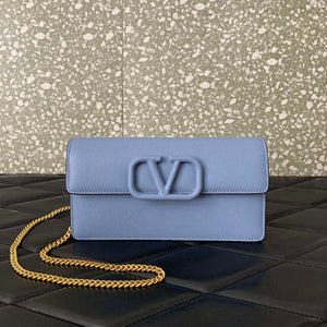 Valentino 5W2P0S93RQR_GF9 Vlogo Signature Grainy Calfskin Wallet With Chain 061 - Apricot Pink - View 19