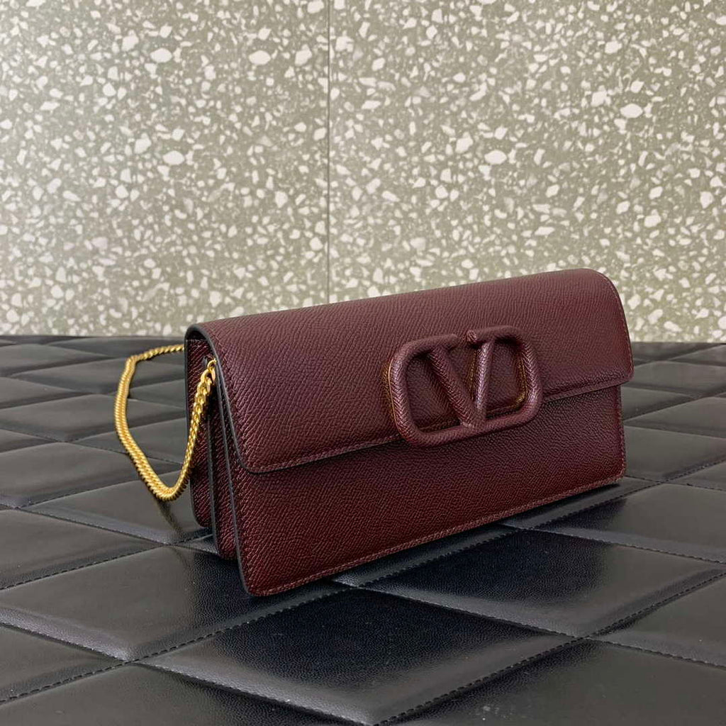 Valentino 5W2P0S93RQR_GF9 Vlogo Signature Grainy Calfskin Wallet With Chain 061