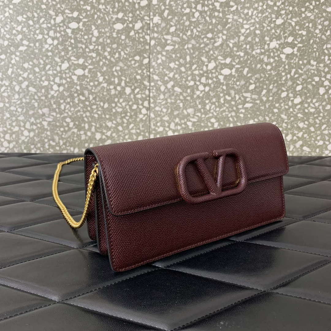 Valentino 5W2P0S93RQR_GF9 Vlogo Signature Grainy Calfskin Wallet With Chain 061