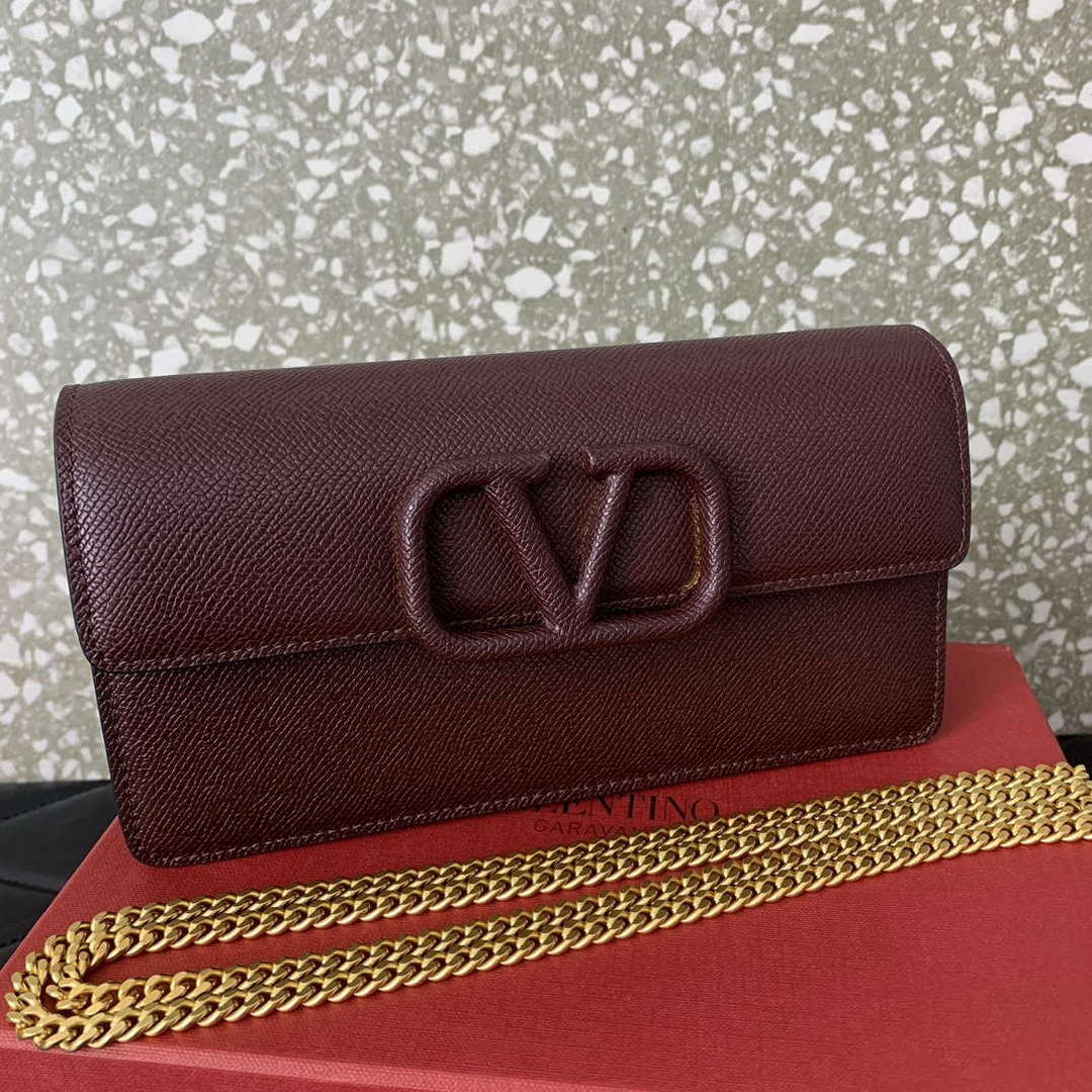 Valentino 5W2P0S93RQR_GF9 Vlogo Signature Grainy Calfskin Wallet With Chain 061