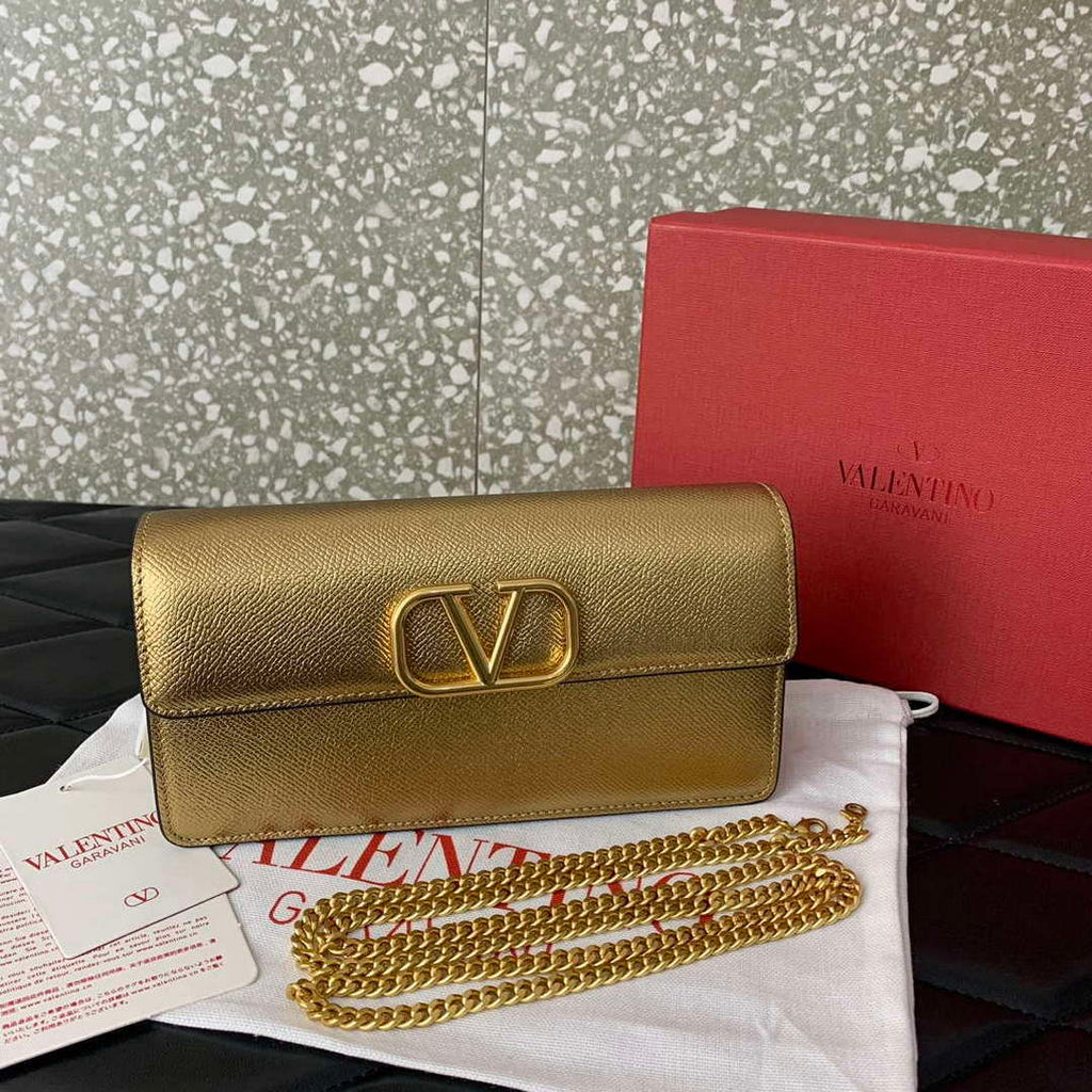 Valentino 5W2P0S93RQR_GF9 Vlogo Signature Grainy Calfskin Wallet With Chain 061