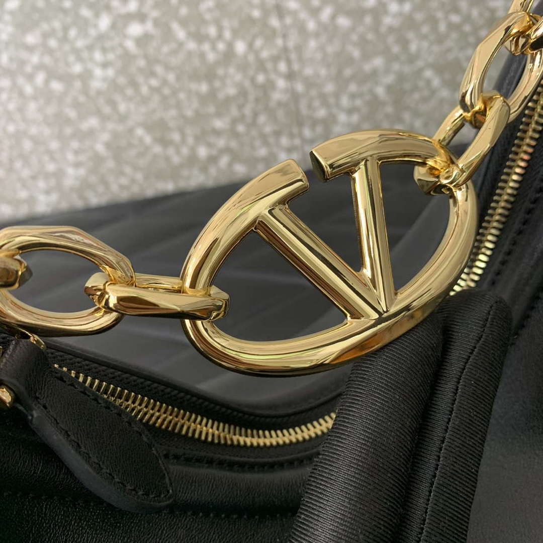 Valentino 6W2P0AK3SNP_I16 Vlogo Signature Mini Hobo Bag In Grainy Calfskin Black