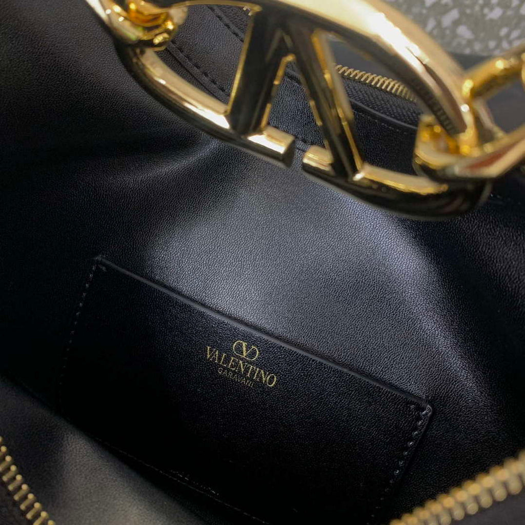 Valentino 6W2P0AK3SNP_I16 Vlogo Signature Mini Hobo Bag In Grainy Calfskin Black
