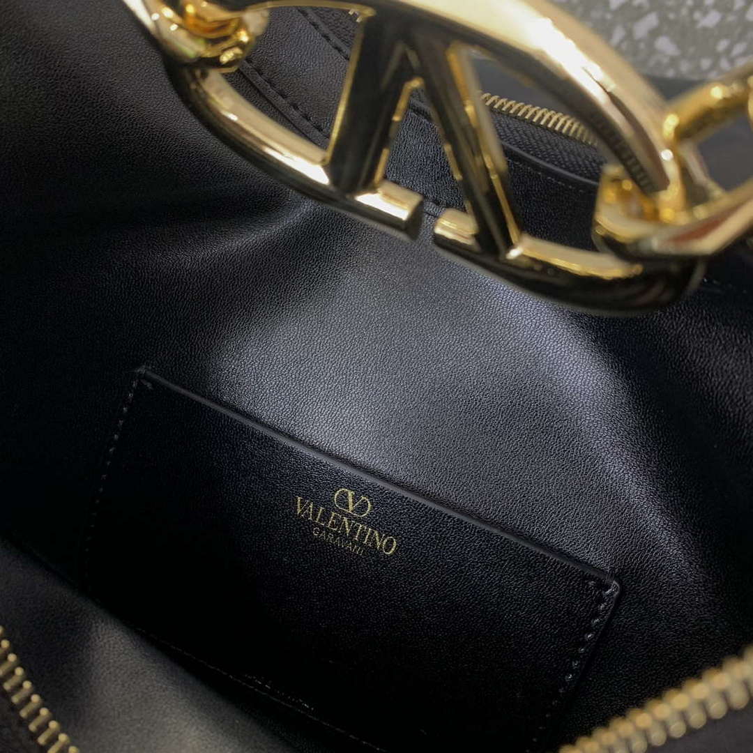 Valentino 6W2P0AK3SNP_I16 Vlogo Signature Mini Hobo Bag In Grainy Calfskin Black