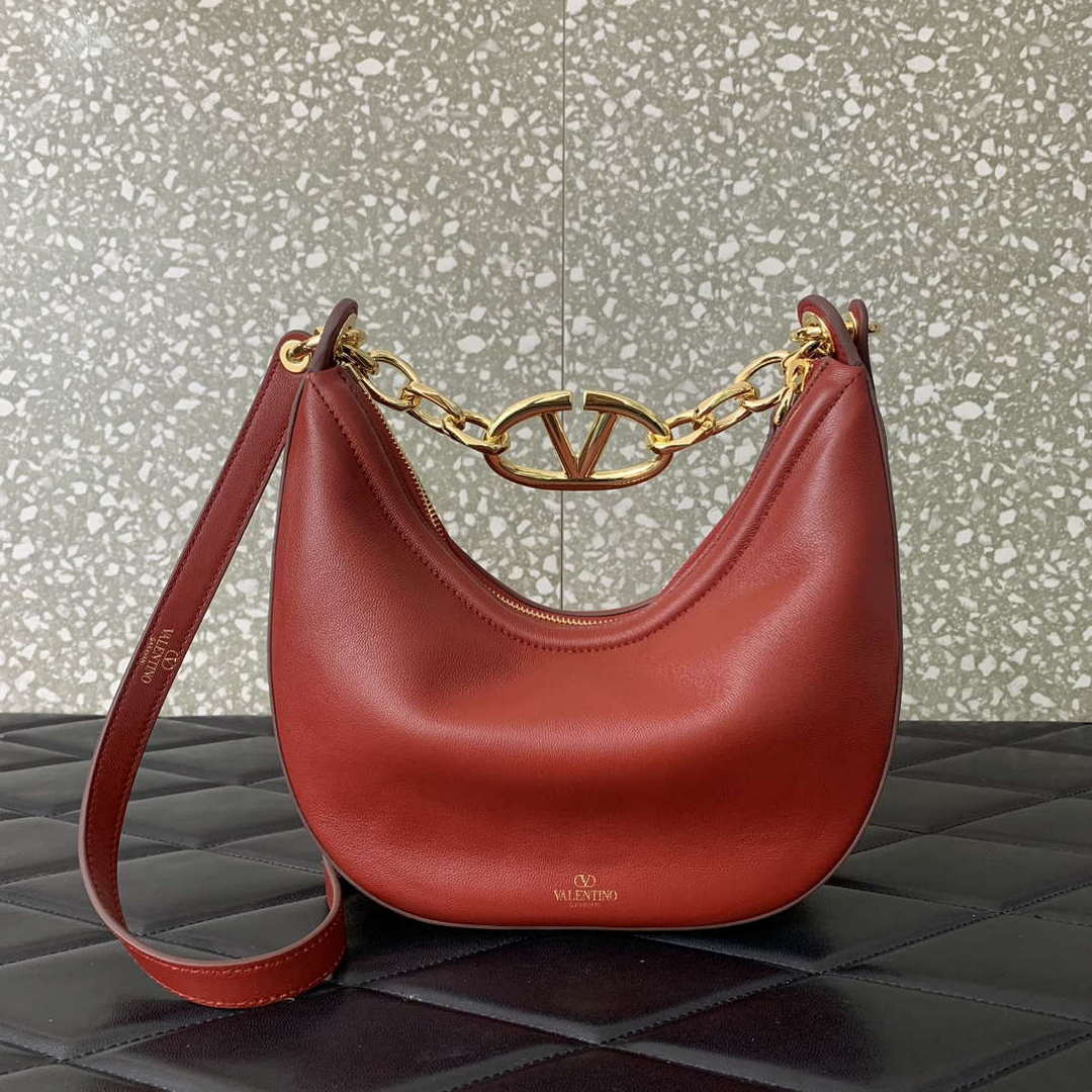 Valentino 6W2P0AK3SNP_I16 Vlogo Signature Mini Hobo Bag In Grainy Calfskin Red - Default Title - View 2