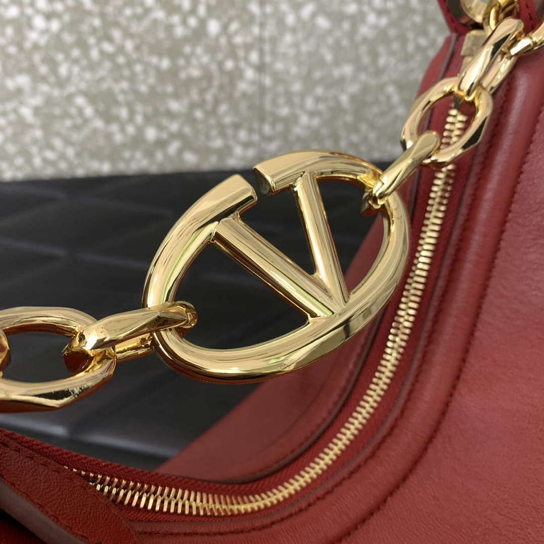 Valentino 6W2P0AK3SNP_I16 Vlogo Signature Mini Hobo Bag In Grainy Calfskin Red