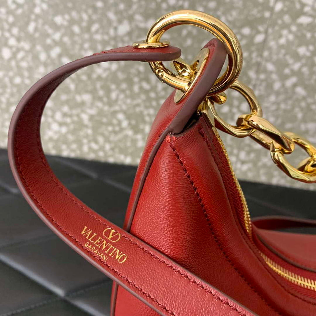 Valentino 6W2P0AK3SNP_I16 Vlogo Signature Mini Hobo Bag In Grainy Calfskin Red