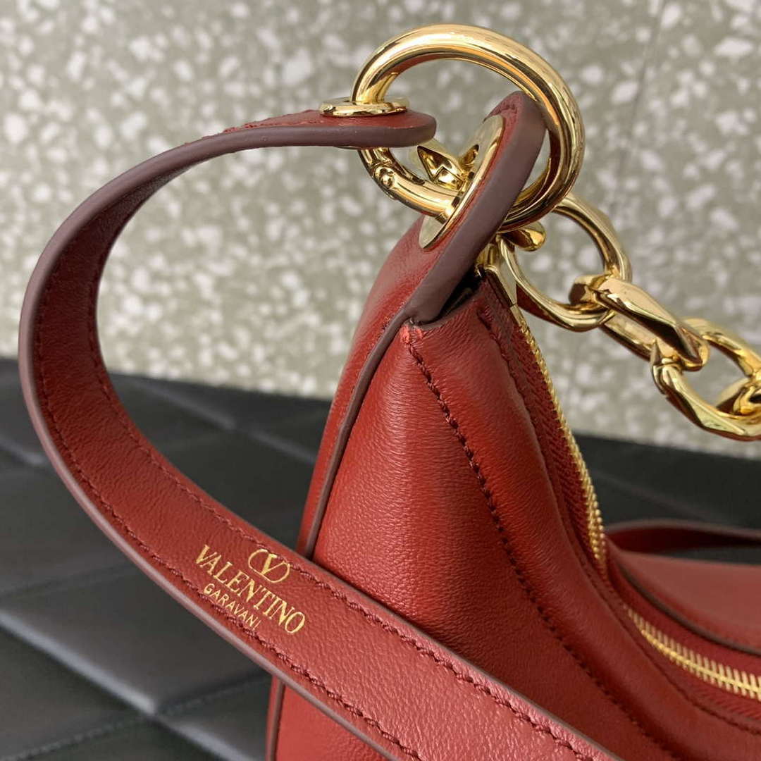 Valentino 6W2P0AK3SNP_I16 Vlogo Signature Mini Hobo Bag In Grainy Calfskin Red