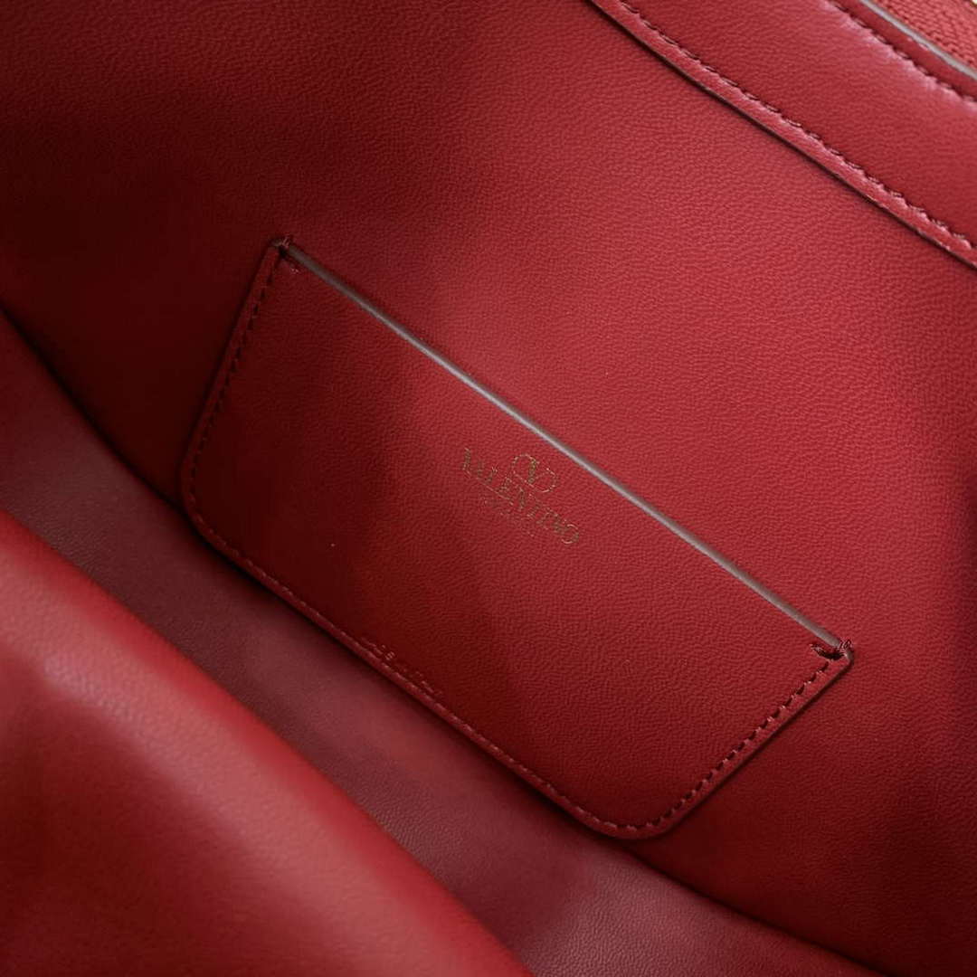 Valentino 6W2P0AK3SNP_I16 Vlogo Signature Mini Hobo Bag In Grainy Calfskin Red