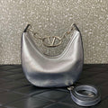 Valentino 6W2P0AK3SNP_I16 Vlogo Signature Mini Hobo Bag In Grainy Calfskin Silver - Default Title - View 1