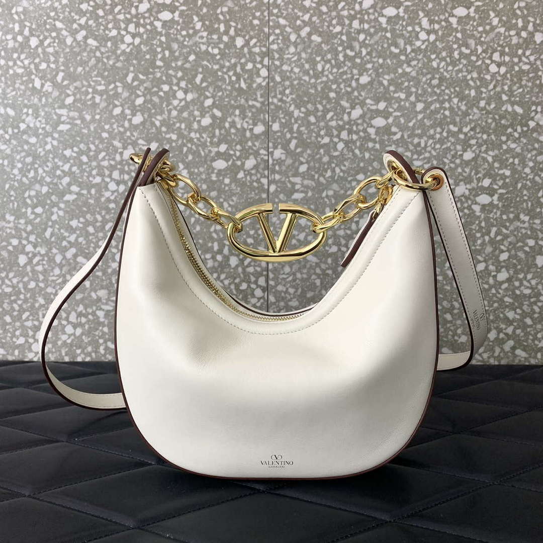 Valentino 6W2P0AK3SNP_I16 Vlogo Signature Mini Hobo Bag In Grainy Calfskin White - Default Title - View 3