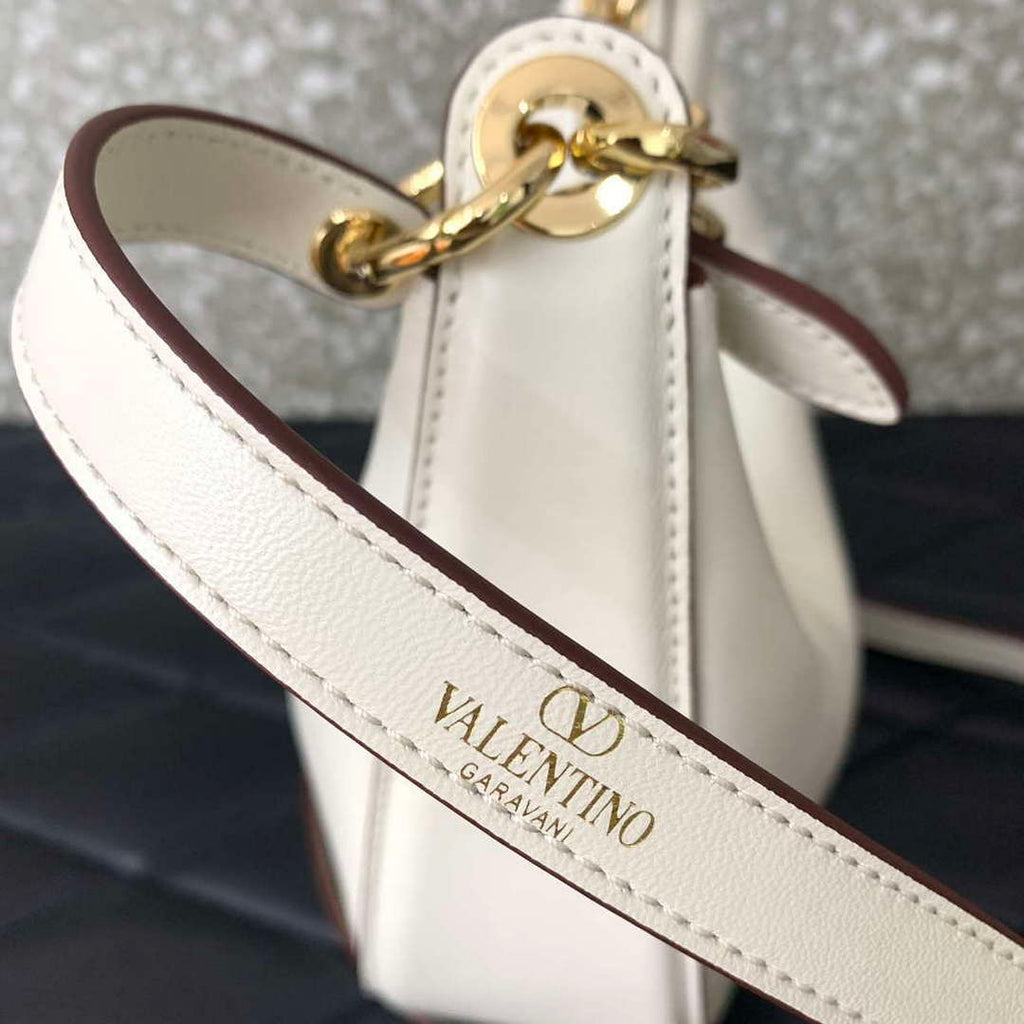 Valentino 6W2P0AK3SNP_I16 Vlogo Signature Mini Hobo Bag In Grainy Calfskin White