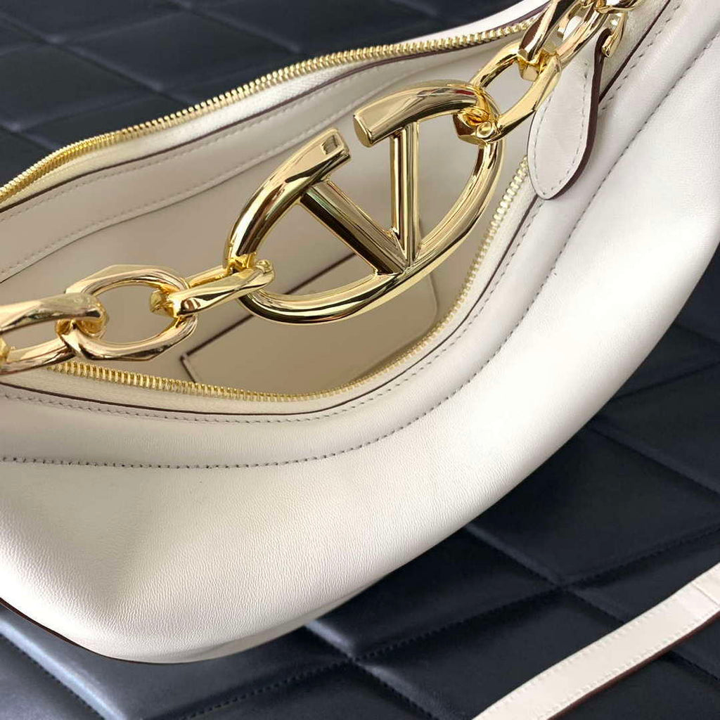Valentino 6W2P0AK3SNP_I16 Vlogo Signature Mini Hobo Bag In Grainy Calfskin White