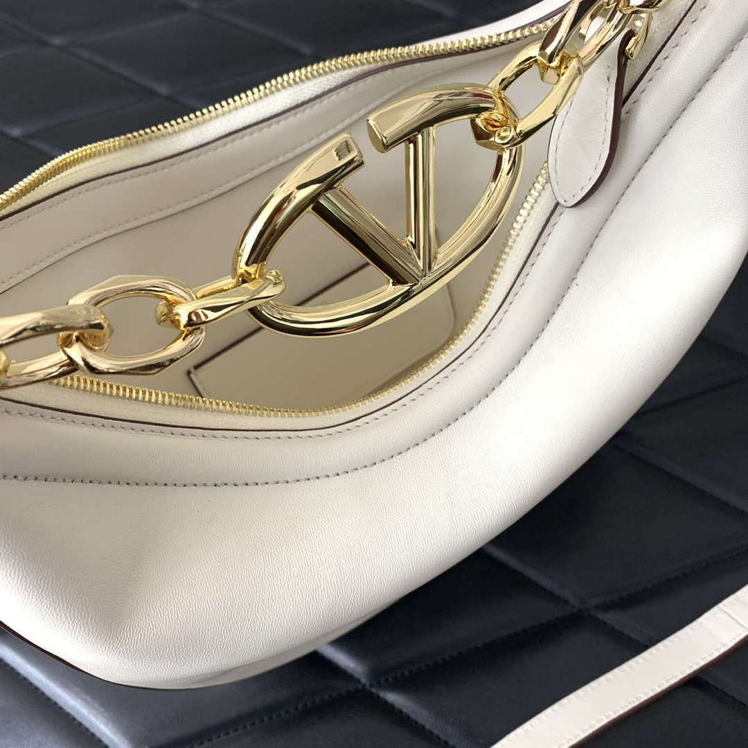 Valentino 6W2P0AK3SNP_I16 Vlogo Signature Mini Hobo Bag In Grainy Calfskin White