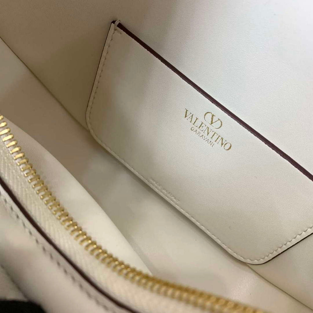 Valentino 6W2P0AK3SNP_I16 Vlogo Signature Mini Hobo Bag In Grainy Calfskin White